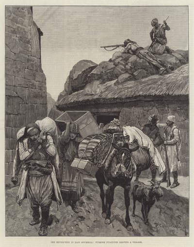 The Revolution in East Roumelia, Turkish Fugitives Leaving a Village by Richard Caton Woodville junior